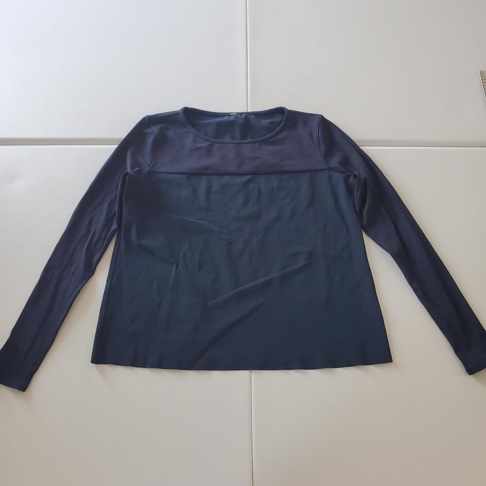 Lululemon Shirt Womens Medium Navy Blue Long Sleeve Ribbed Panel Athletic Top - Picture 1 of 7